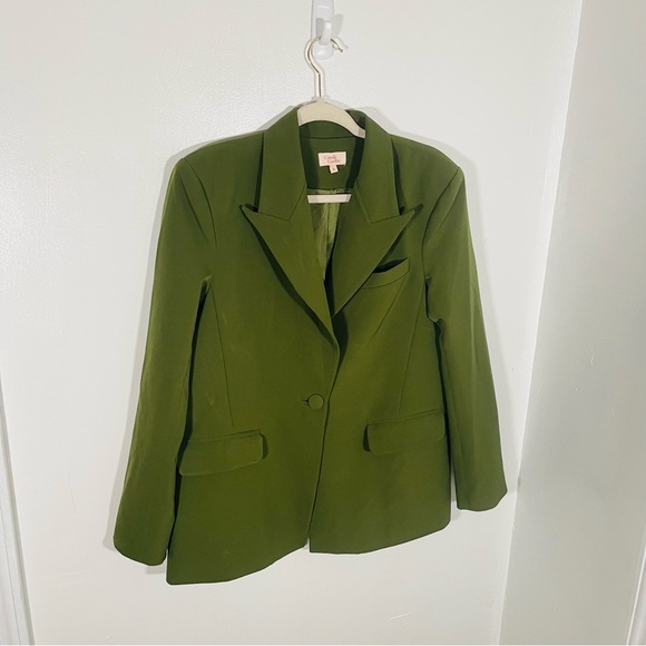 NEW Camila Coelho Morena Blazer Jacket Oversized Boyfriend Fit Preppy Green - Picture 3 of 9